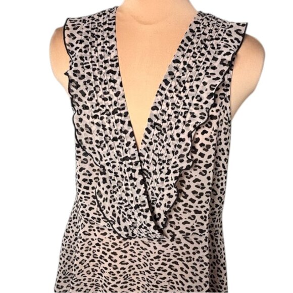 CAbi Sheer Leopard Print Deep V-neck Tank Size Small - Picture 3 of 6